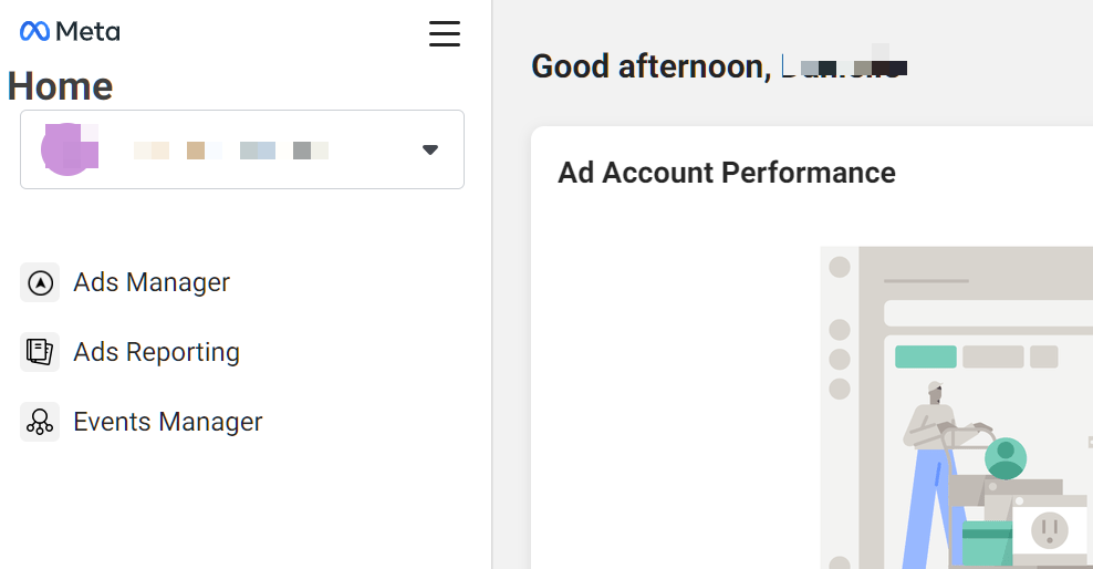 The Ad Account Performance section of the Meta Facebook Conversions API site.