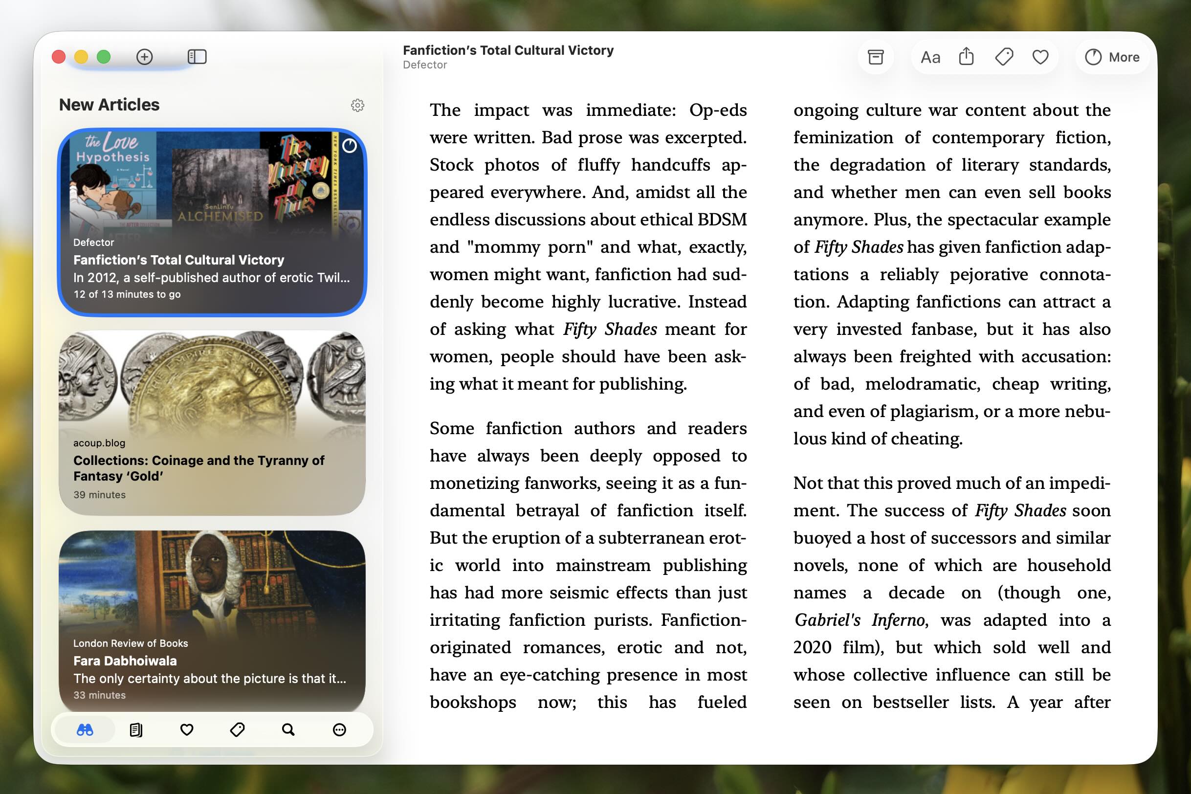 Flyleaf, our pick for the best read-it-later app for Apple users