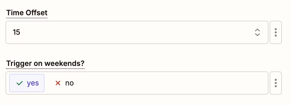 The option to trigger on weekends in Schedule by Zapier