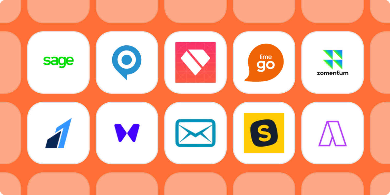 Logos of new launches on an orange background