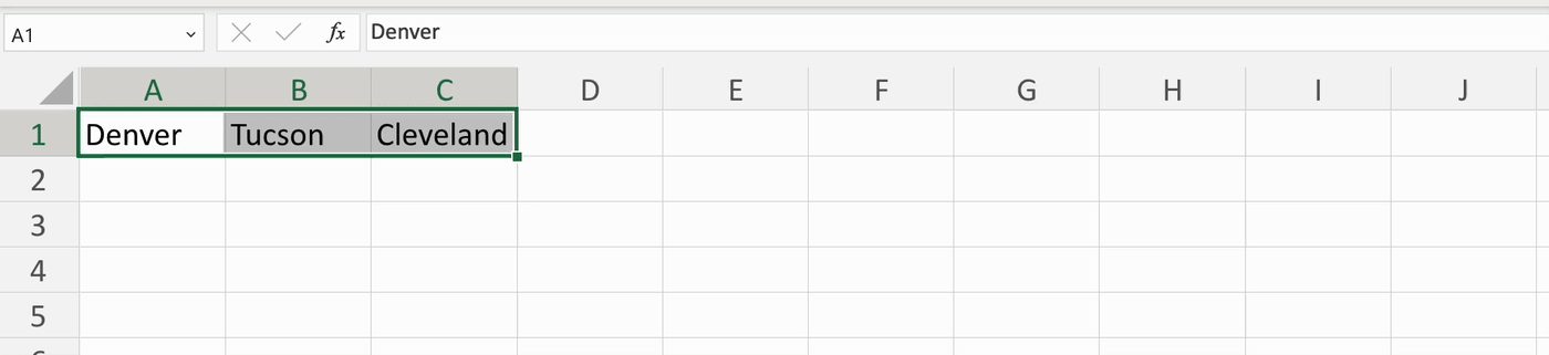 Demo of how to use the fill handle in Excel to copy data from multiple cells to neighboring cells.