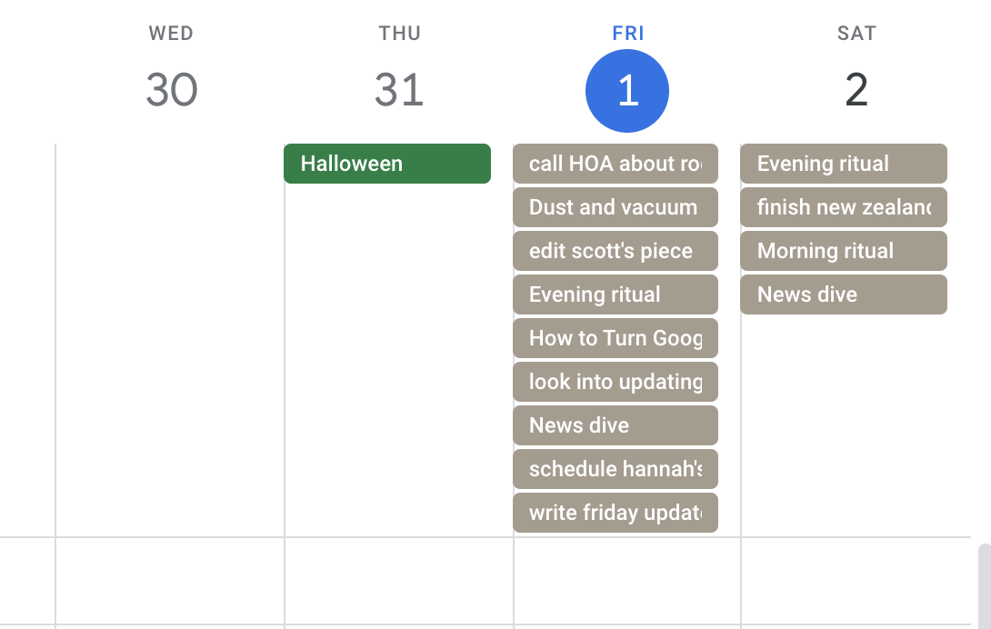TickTick tasks in Google Calendar