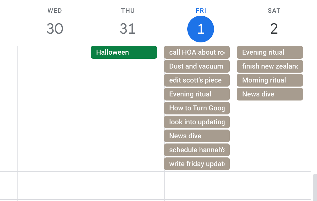 TickTick tasks in Google Calendar