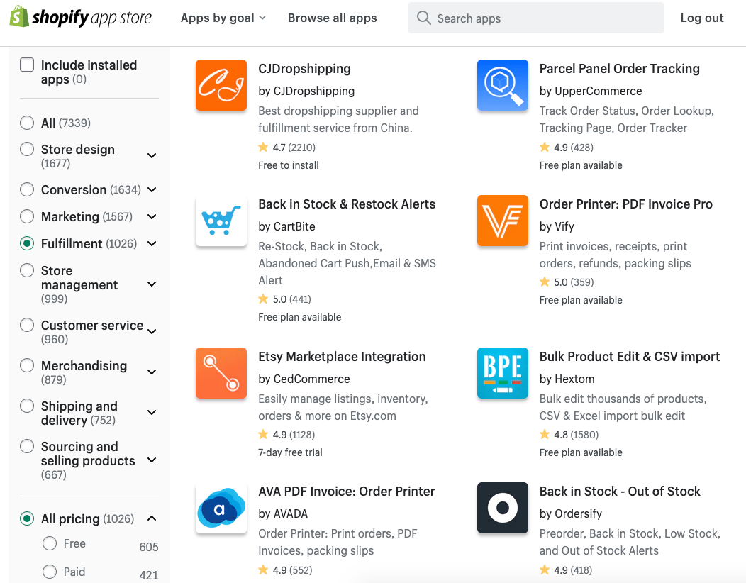 Screenshot of Shopify's App Store