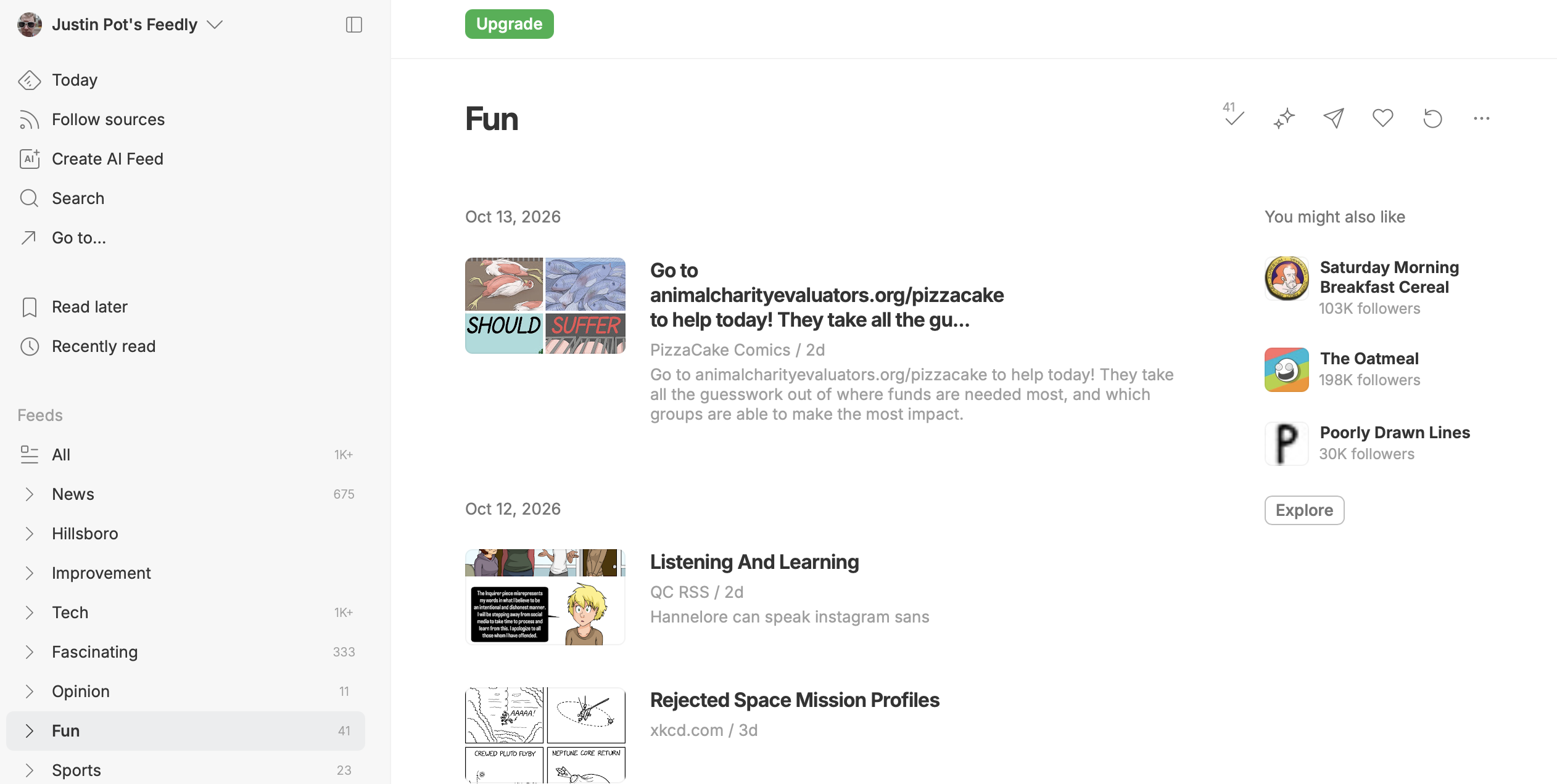 Feedly, our pick for the best RSS feed reader all around