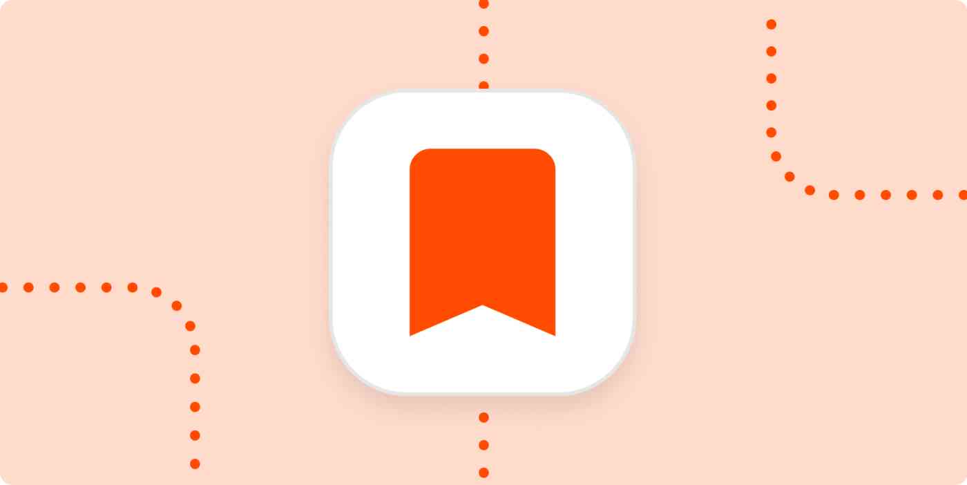 A bookmark icon in a white square on a light orange background.