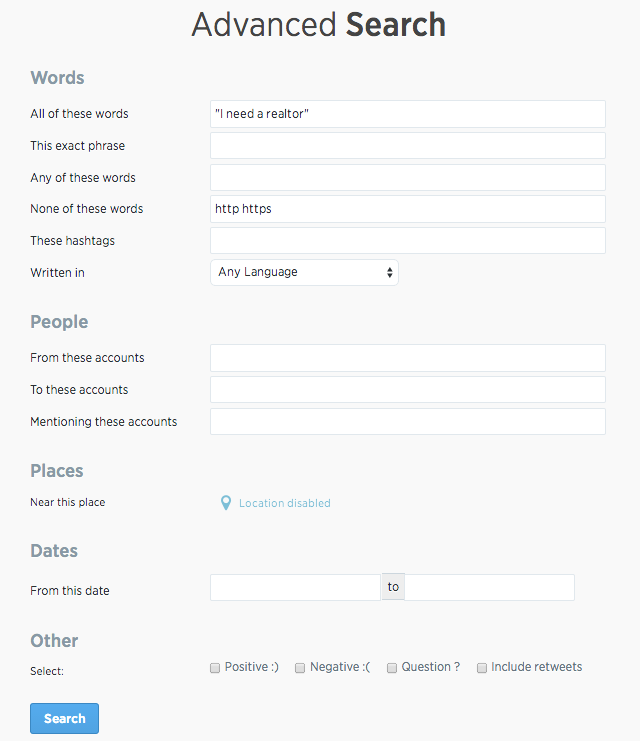 Twitter Advanced Search