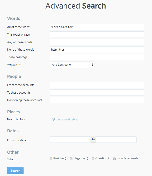 Twitter Advanced Search