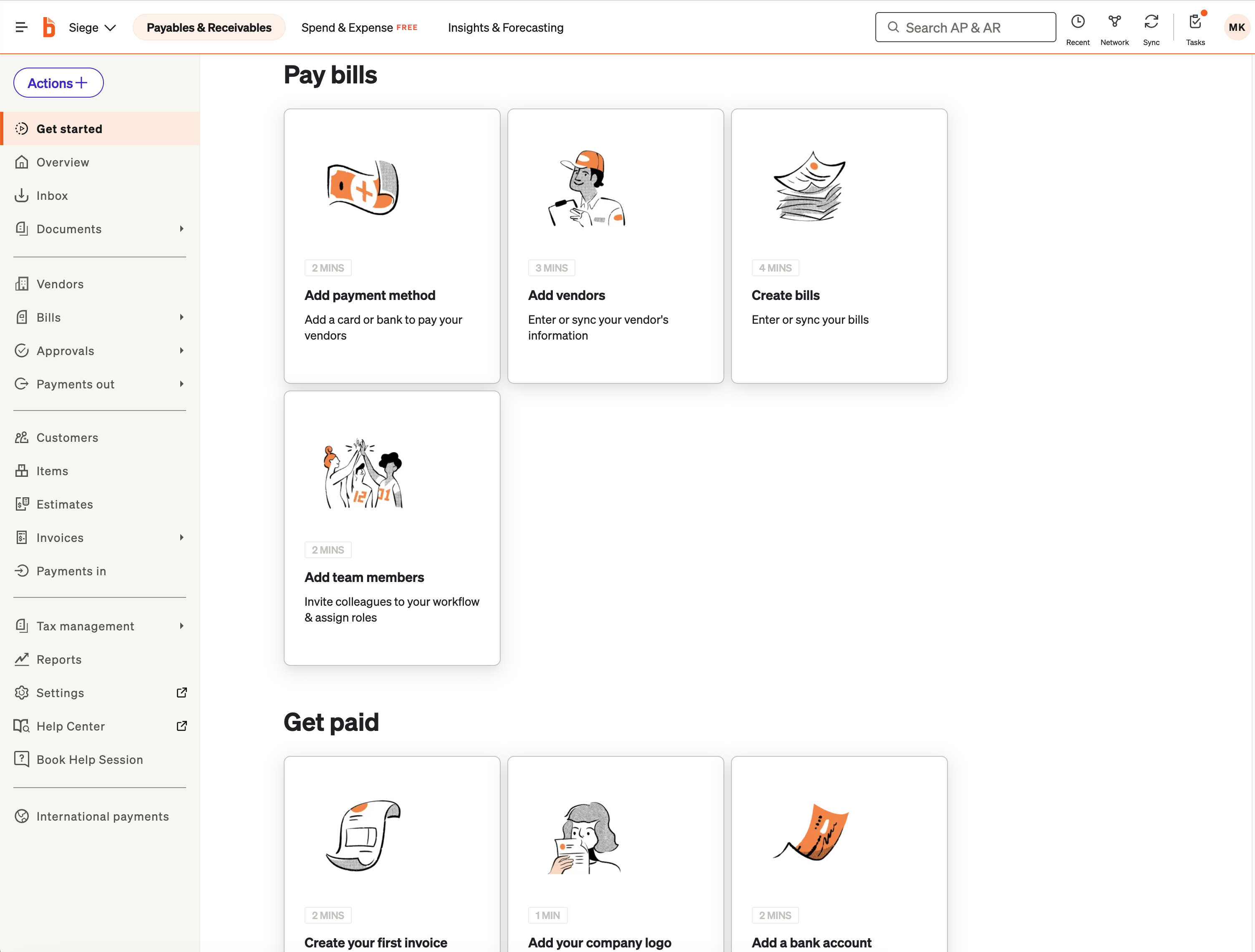 Screenshot of the BILL interface