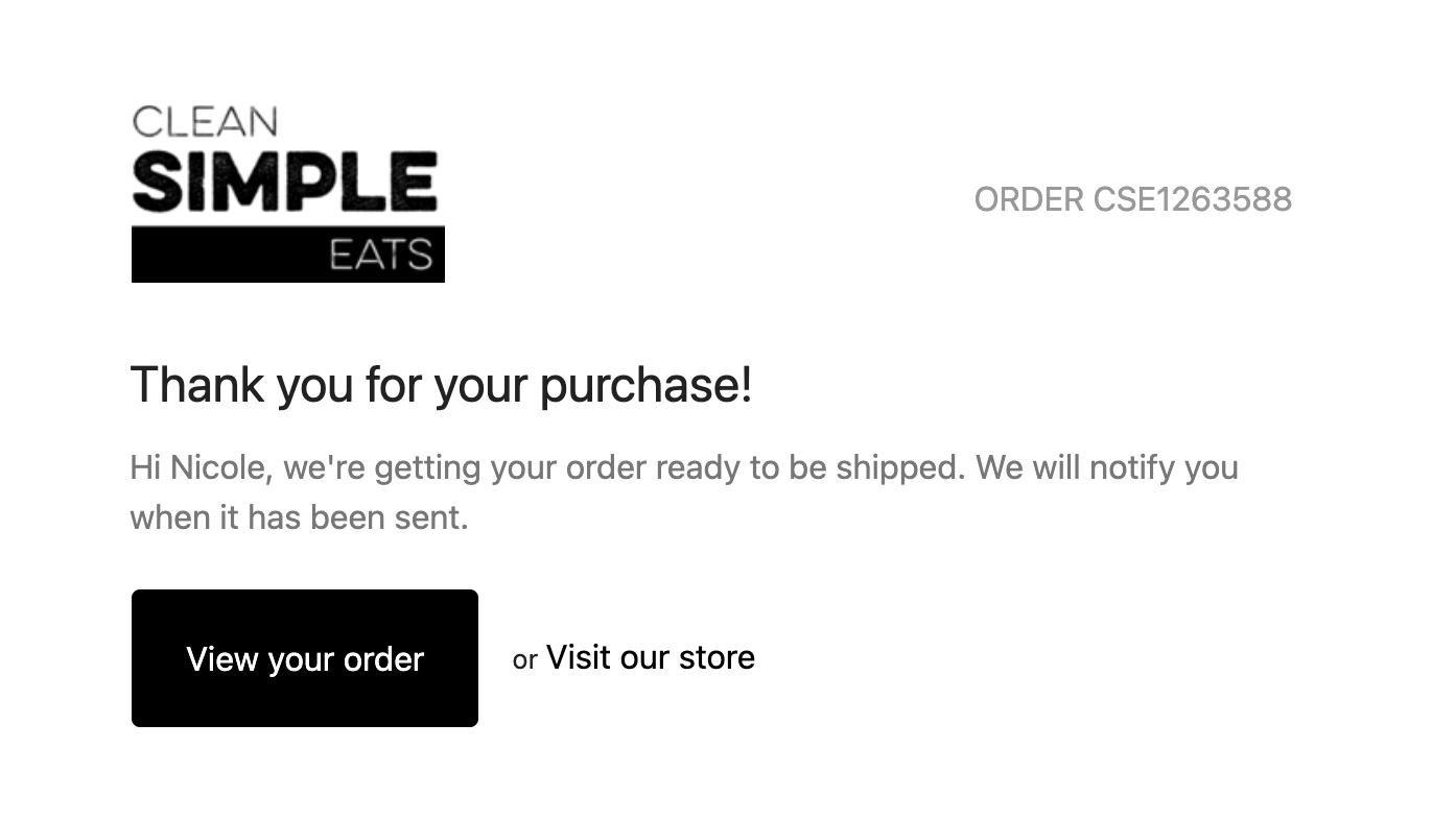 Screenshot of an email from Clean Simple Eats