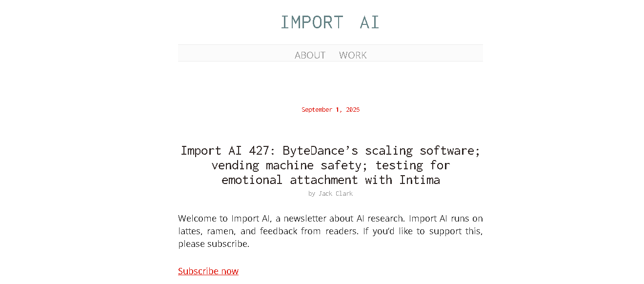 Import AI, our pick for the best AI newsletter for technical AI research and policy insights