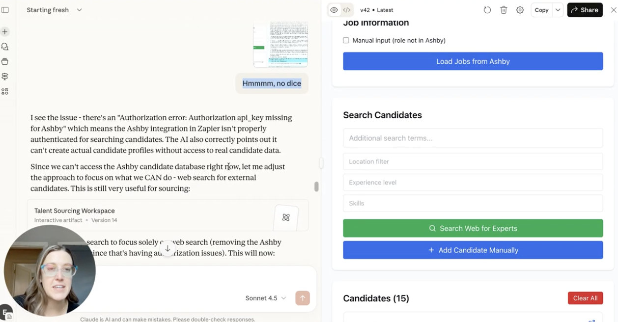 A screenshot of Emily's recording