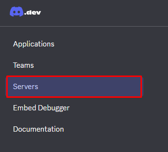 The Servers option in Discord