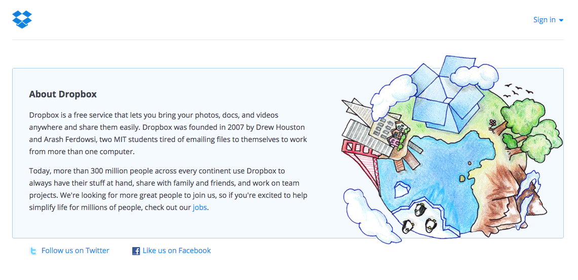 Dropbox about page