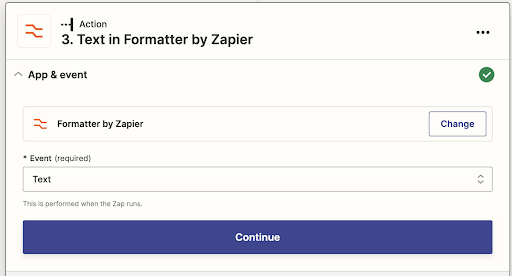 Screenshot of formatter step in zap editor