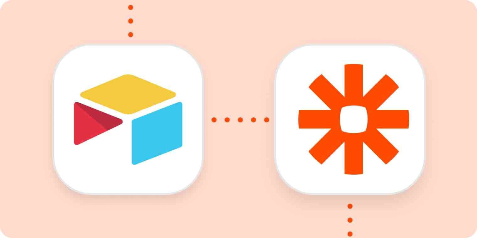 The Airtable and Zapier logos in white squares on a light orange background