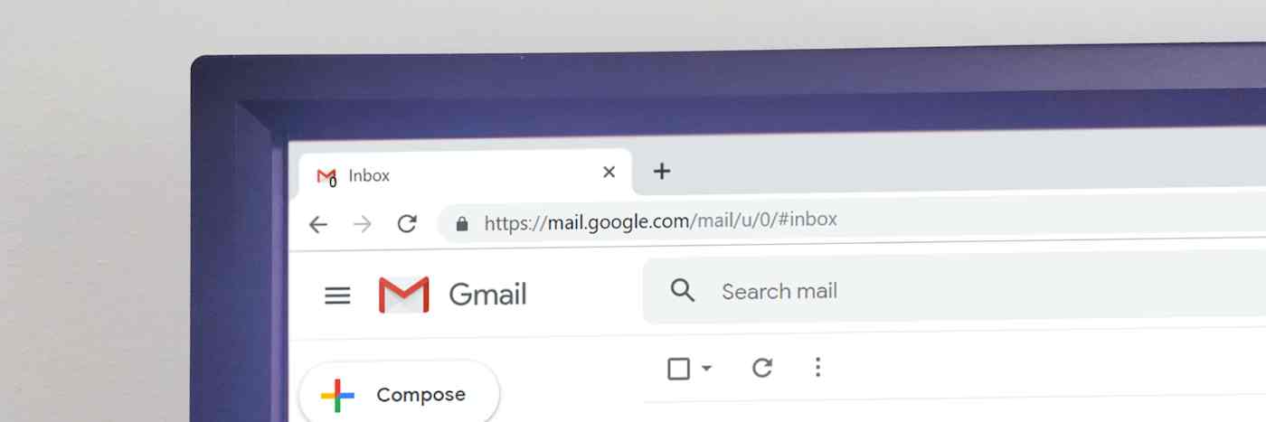 Hero image with a screenshot of the top left of the Gmail interface