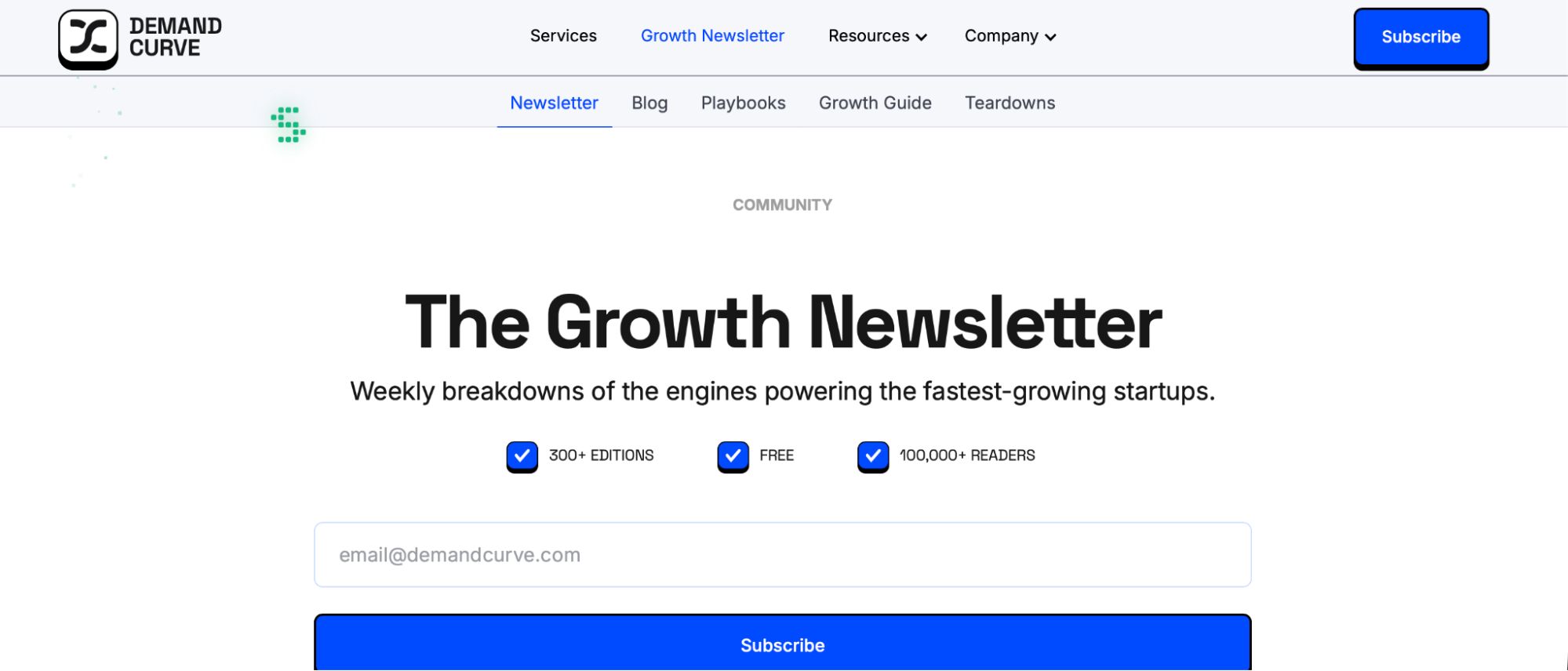 Demand Curve, our pick for the best marketing newsletter for startups and growth marketersÂ