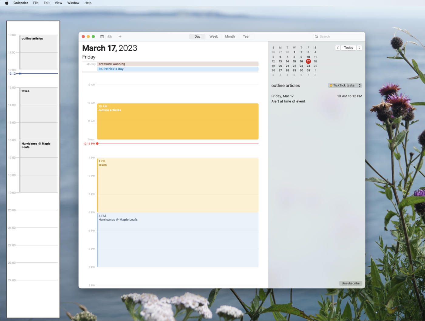 A desktop wallpaper calendar widget from Ubersicht
