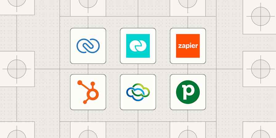 Hero image with the logos of the best client management apps