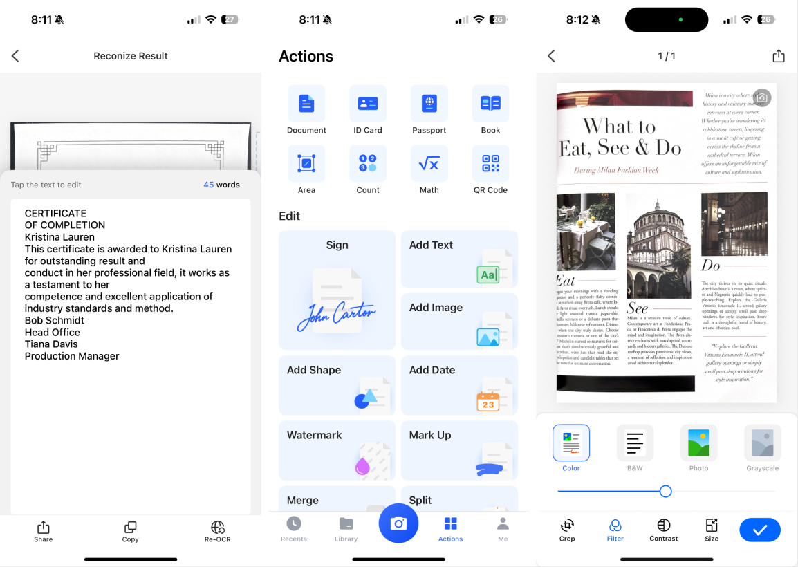 Tiny Scanner, our pick for the best mobile scanning app for accuracy