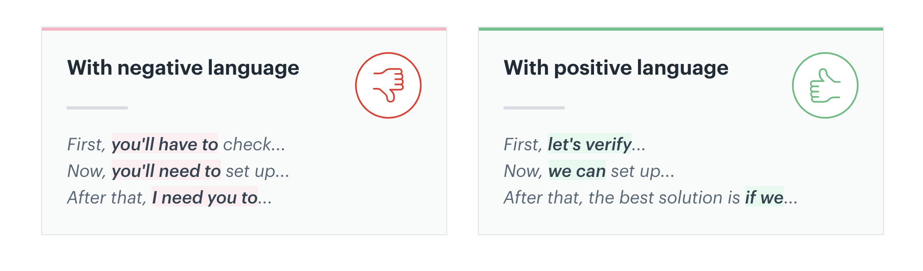Examples of negative and positive language