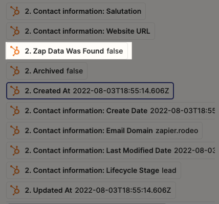 Select the "Zap Data Was Found" value.