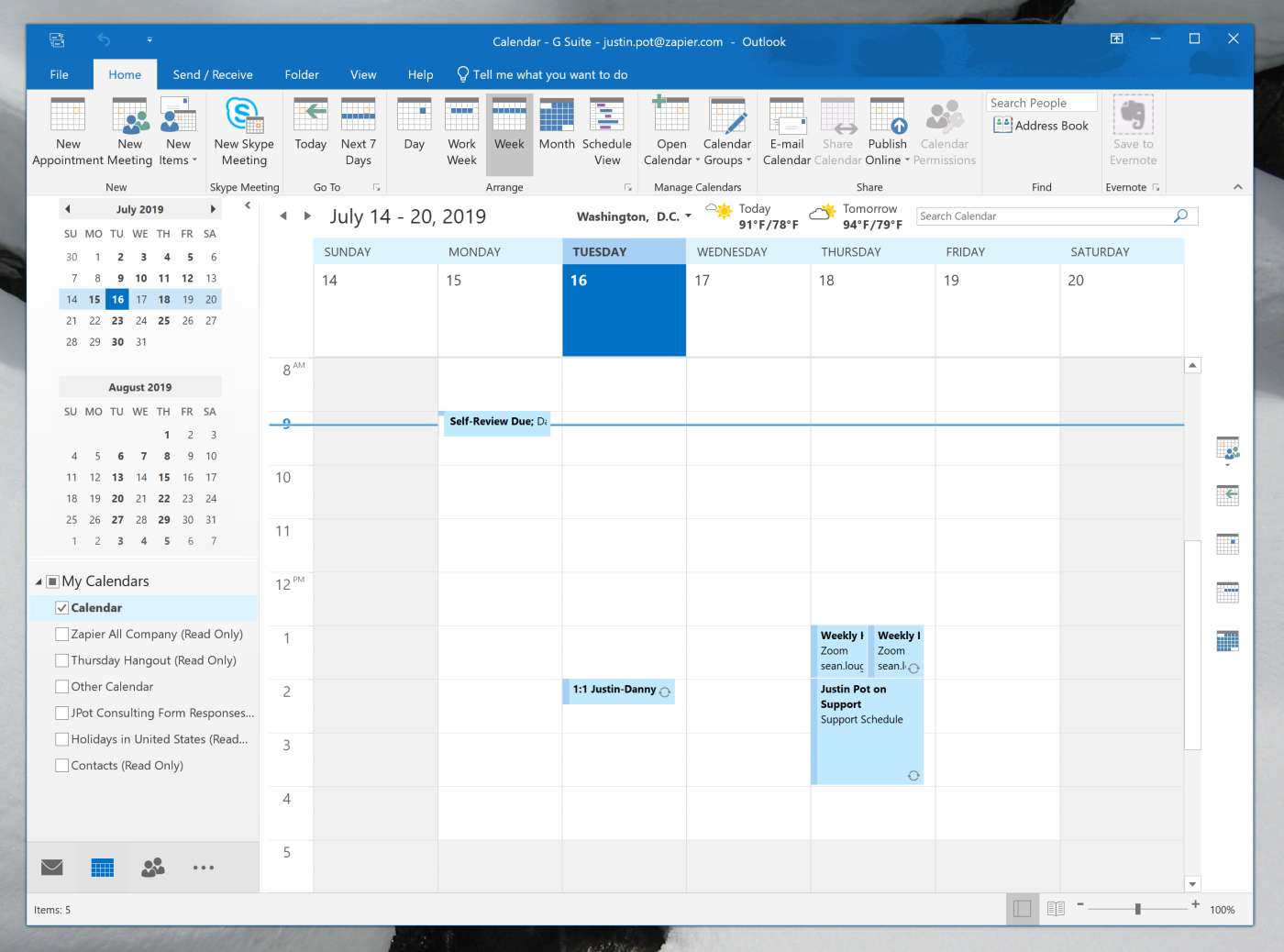 Google Calendar synced over to Microsoft Outlook
