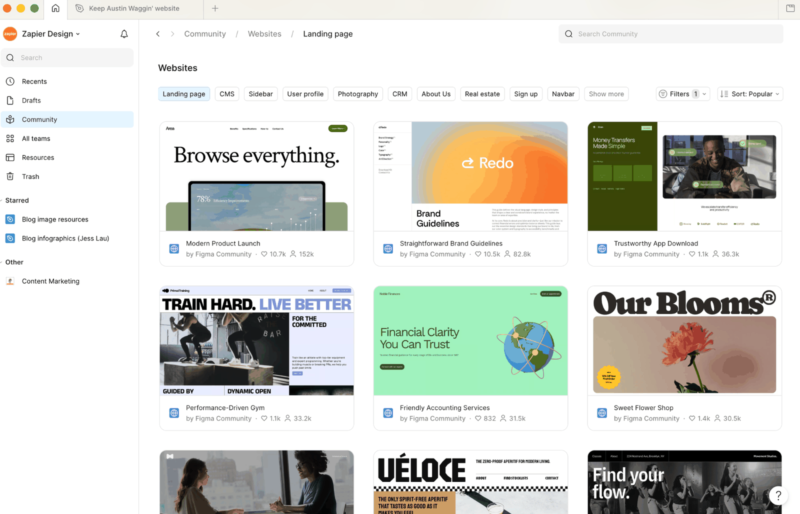 Figma Community landing page templates