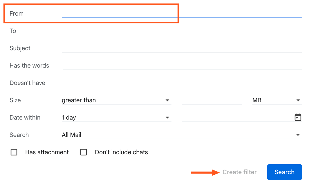 Screenshot of email address in the From section