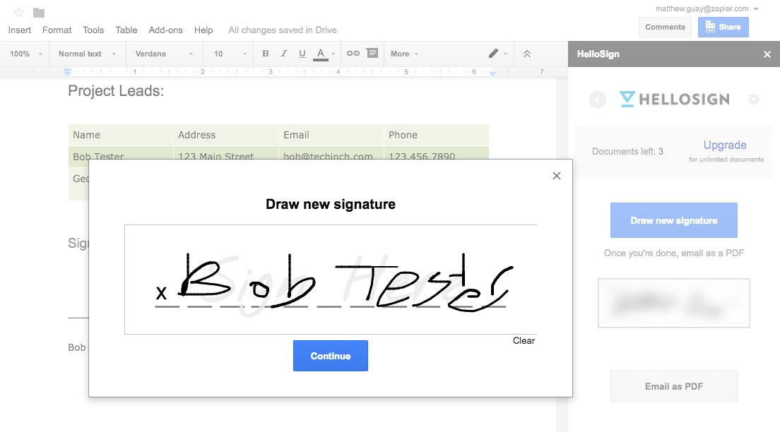 HelloSign for Google Docs