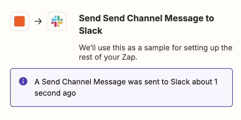 Screenshot of Slack test data