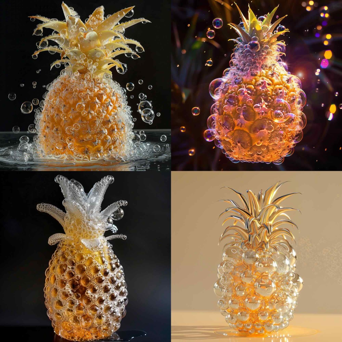 A pineapple made of bubbles