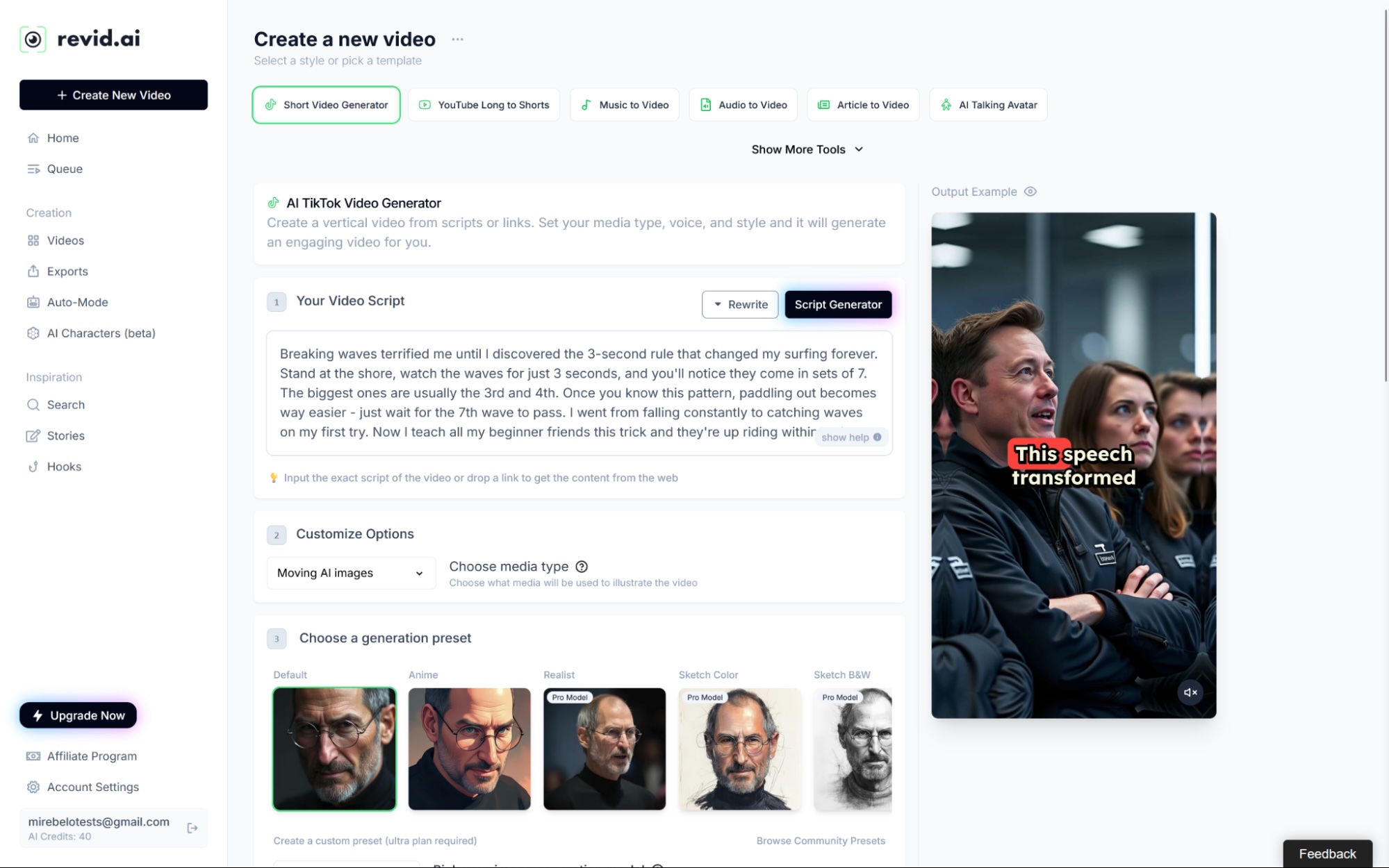 revid.ai, unsere Wahl für den besten KI-Text-zu-Video-Generator, weil er so viele Tools hat