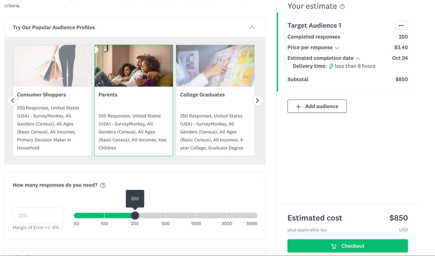 Creating a target audience in SurveyMonkey