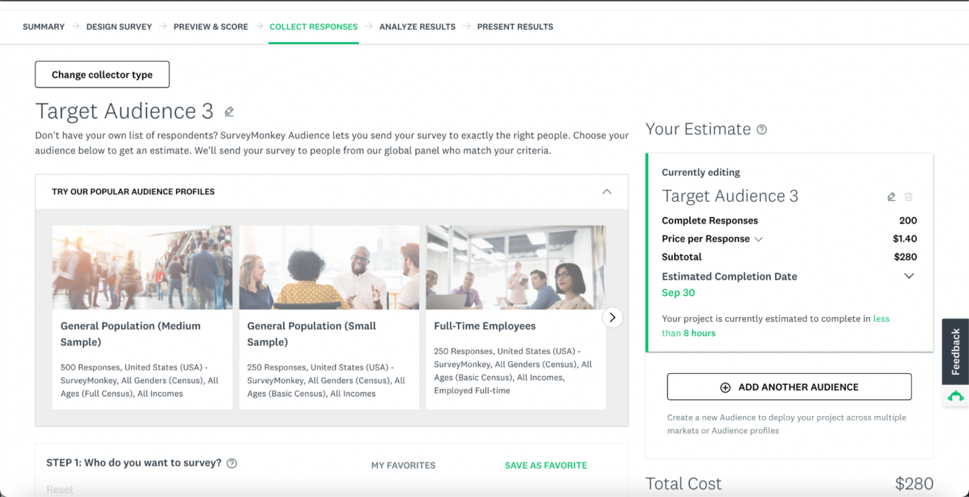 Creating a target audience in SurveyMonkey