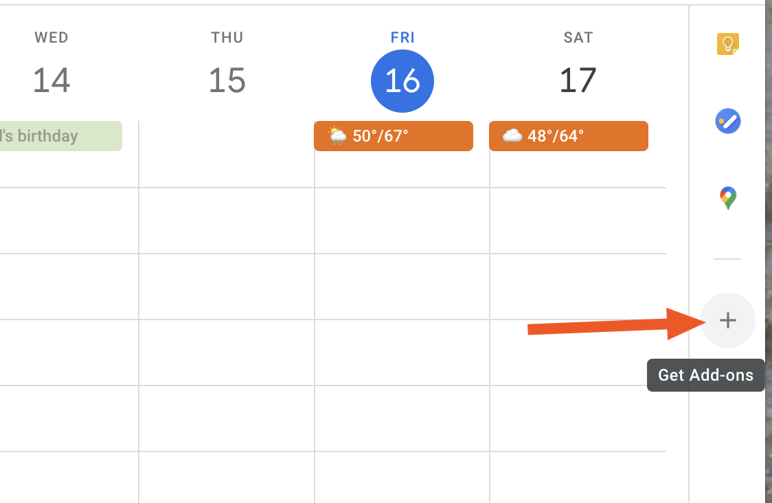 Google Calendar sidebar