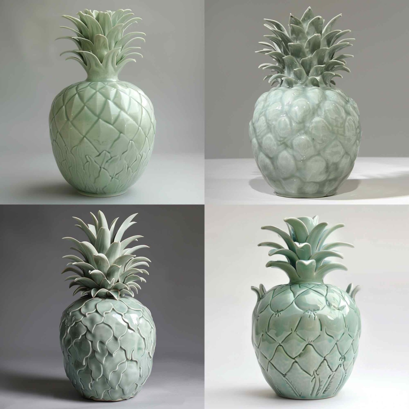 A pineapple, celadon porcelain