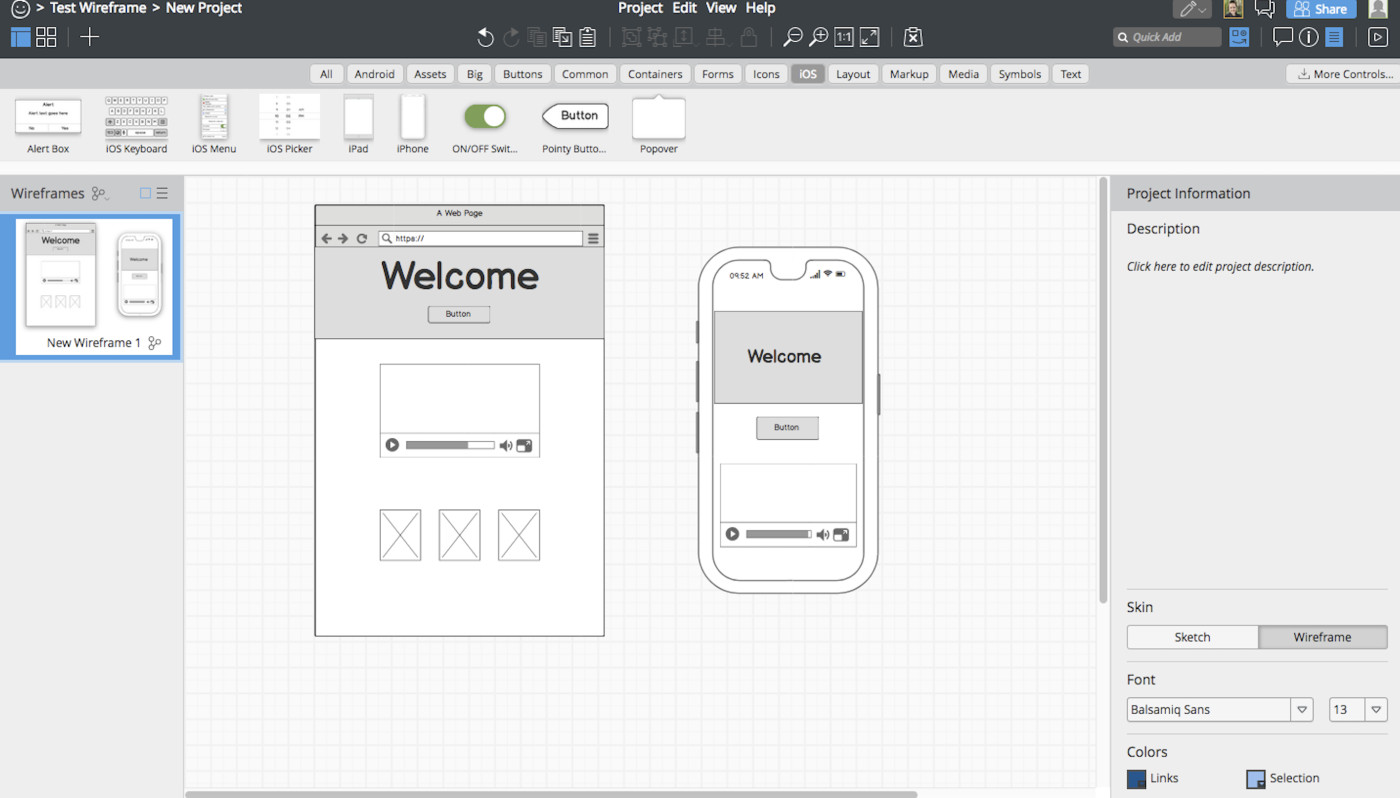 using sketch or balsamiq wireframes