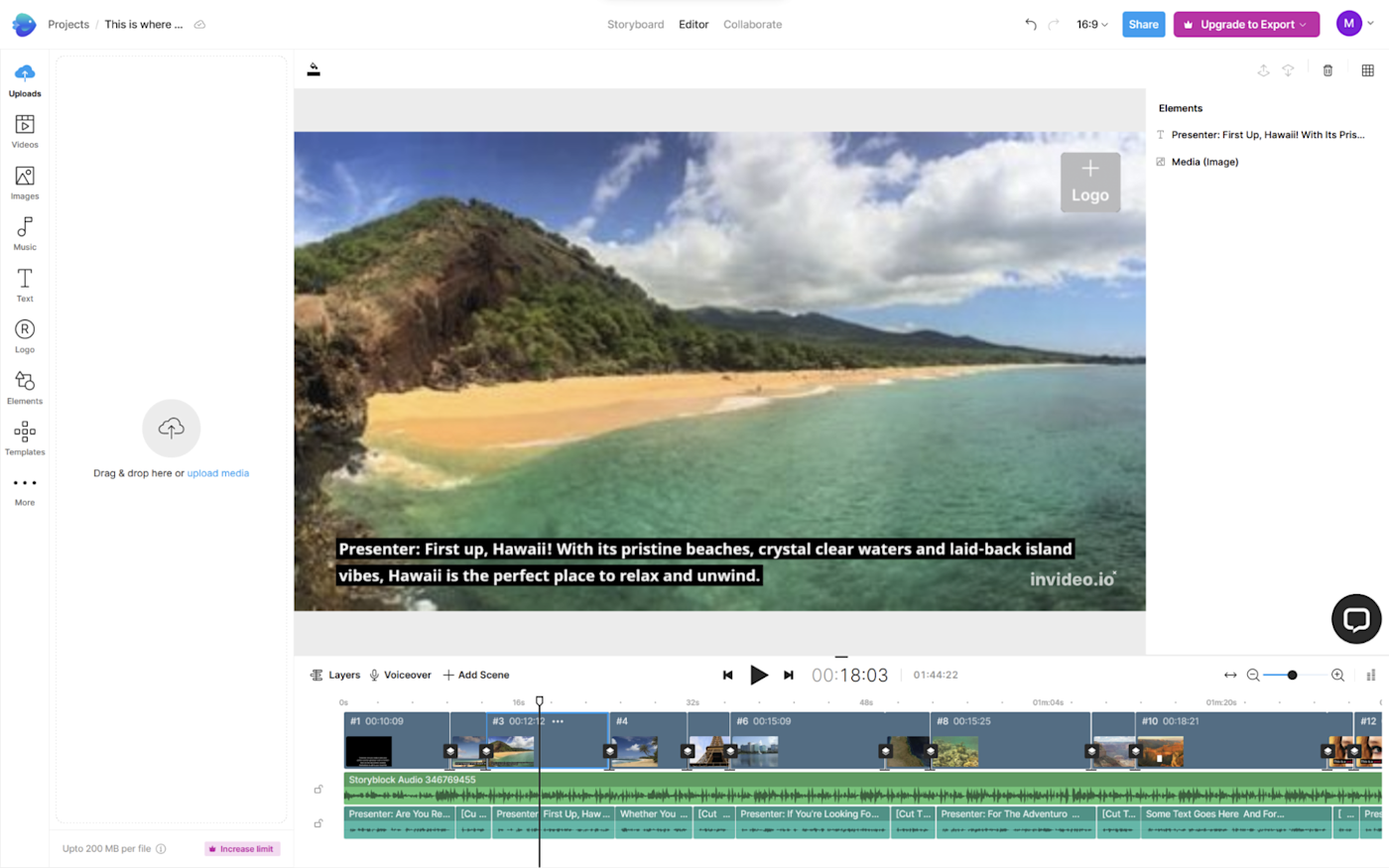 InVideo, our pick for the best AI video generator for turning a script into video