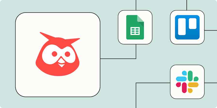 A hero image of the Hootsuite app logo connected to other logos on a light blue background.