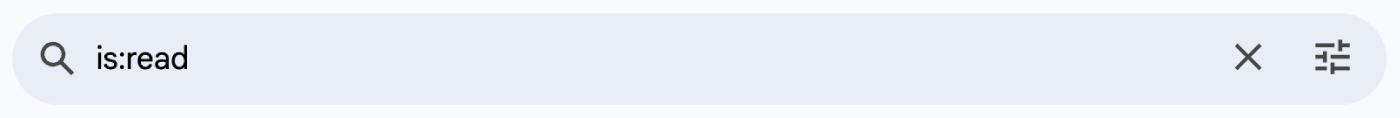 Screenshot showing how to search for read emails in Gmail.