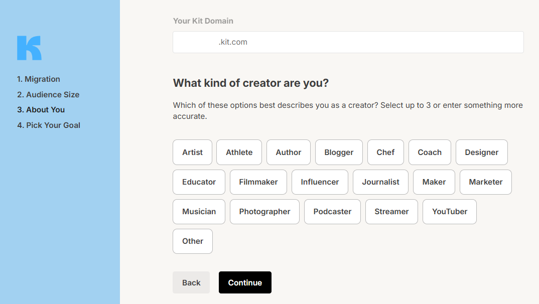 The onboarding flow in Kit