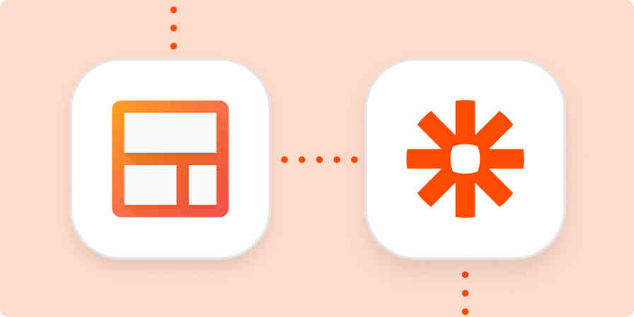 Streak logo and Zapier logo side by side on an orange background