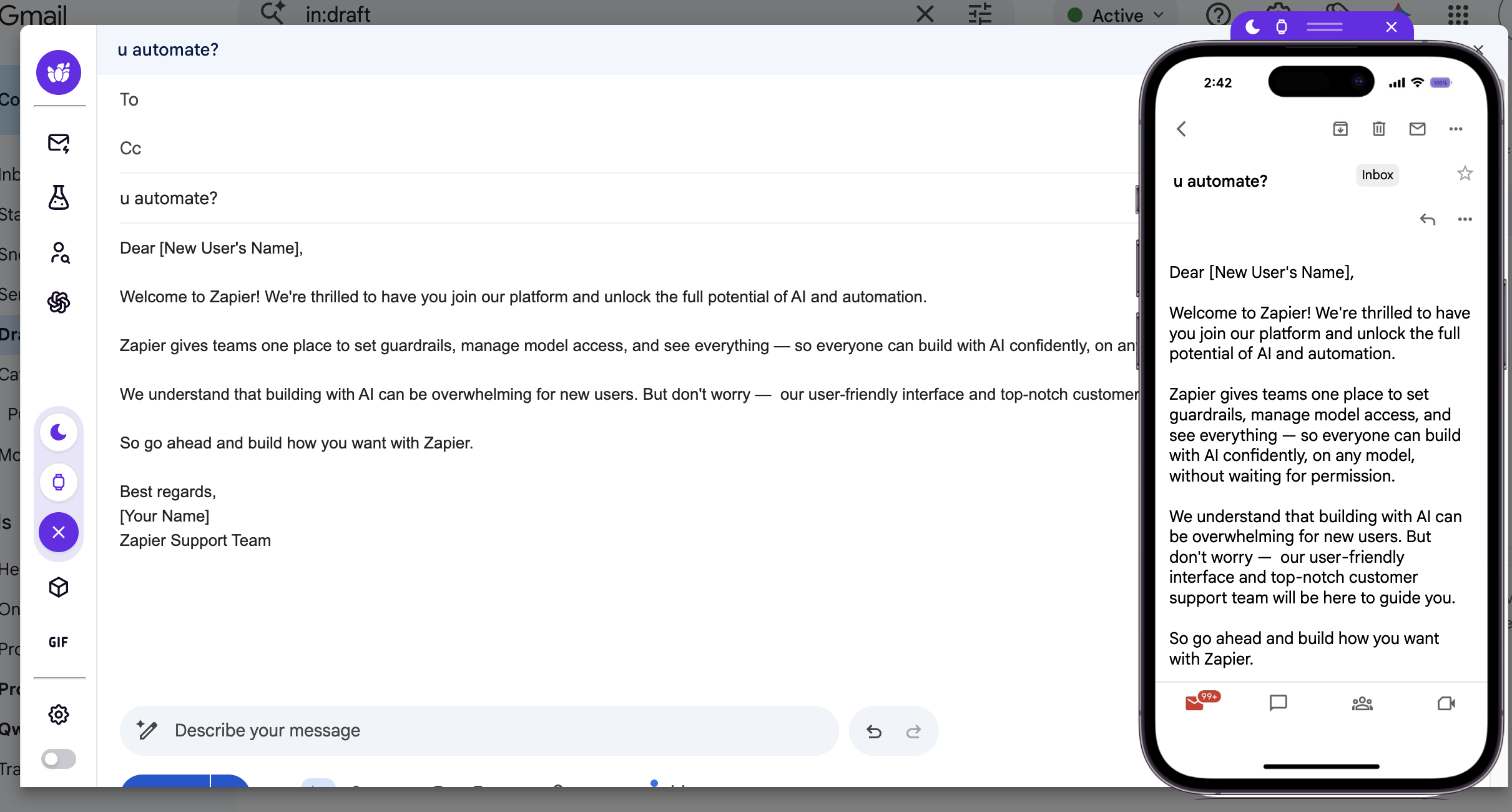 Screenshot of Lavender interface