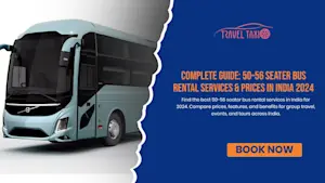 luxury bus rental | 56 seater ac coach exterior view | premium bus hire services