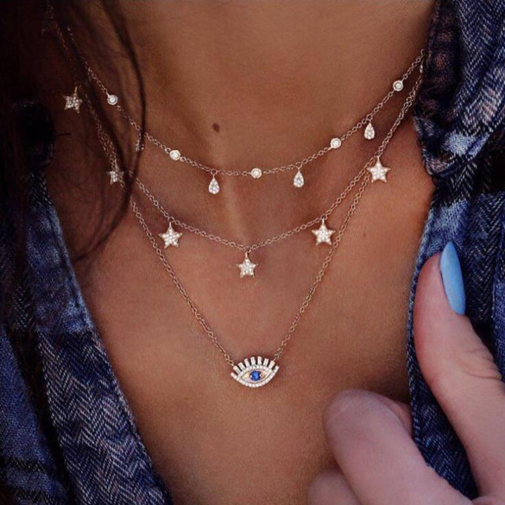 Star Blue Eye Chain Necklace