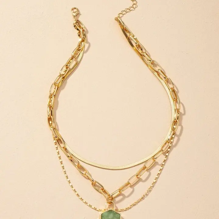 Geo Charm Gold Chain Necklace 