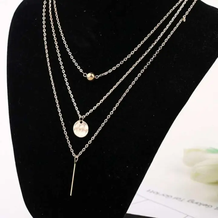 Bar & Ball Pendant Layered Chain Necklace