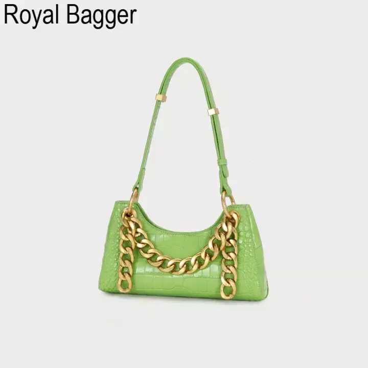 Fruit Green Classic croc pattern shoulder handbag 